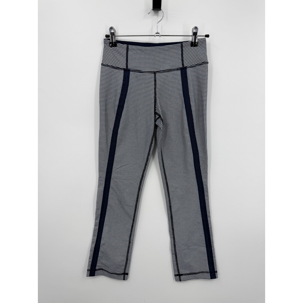 Lululemon Coast to Class Pant sz 4 Gingham Inkwell Navy White Luon Yoga Legging